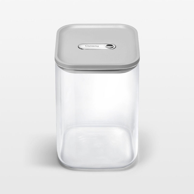 Caraway ® Grey Airtight 4.3-Qt. Large Glass Food Storage Container with Plastic and Silicone Lids