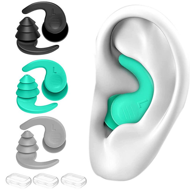 Swimming Ear Plugs, 3 Pairs Great Waterproof Ultra Comfy Earplugs, Reusable Silicone Ear Plugs for Swimming Surfing Snorkeling and Other Water Sports (Adults & Teens 14+)