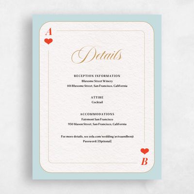 Light Teal, Blue Wedding Enclosure - Hearts