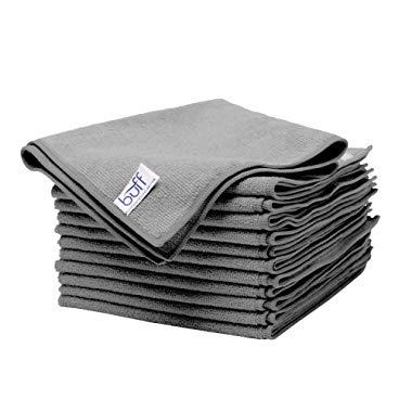 Buff™ Microfiber Cleaning Cloth | Gray (12 Pack) | Size 16" x 16" | All Purpose Microfiber Towels - Clean, Dust, Polish, Scrub, Absorbent 
