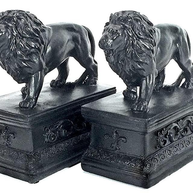 Bellaa 23453 Decorative Bookends Library Lion Book Ends Vintage Antiques Heavy Nonskid Shelves Support 7 Inch
