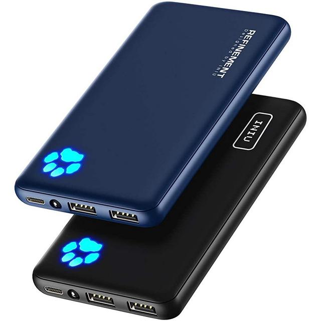 [2 Pack] INIU Portable Charger, Slimmest & Lightest Triple 3A USB C High-Speed 10000mAh Power Bank, Phone External Battery Pack Compatible with iPhone 12 11 X 8 Plus Samsung S20 Google LG iPad Tablet