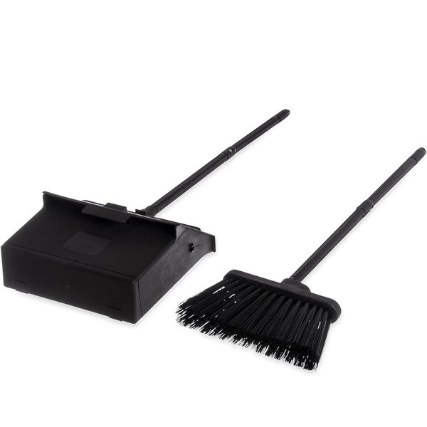 SPARTA Duo-Pan Upright Dust Pan and Broom Set, Essential Cleaning Tools for Home and Commercial Use, 36" Handle, 1 Count, Black