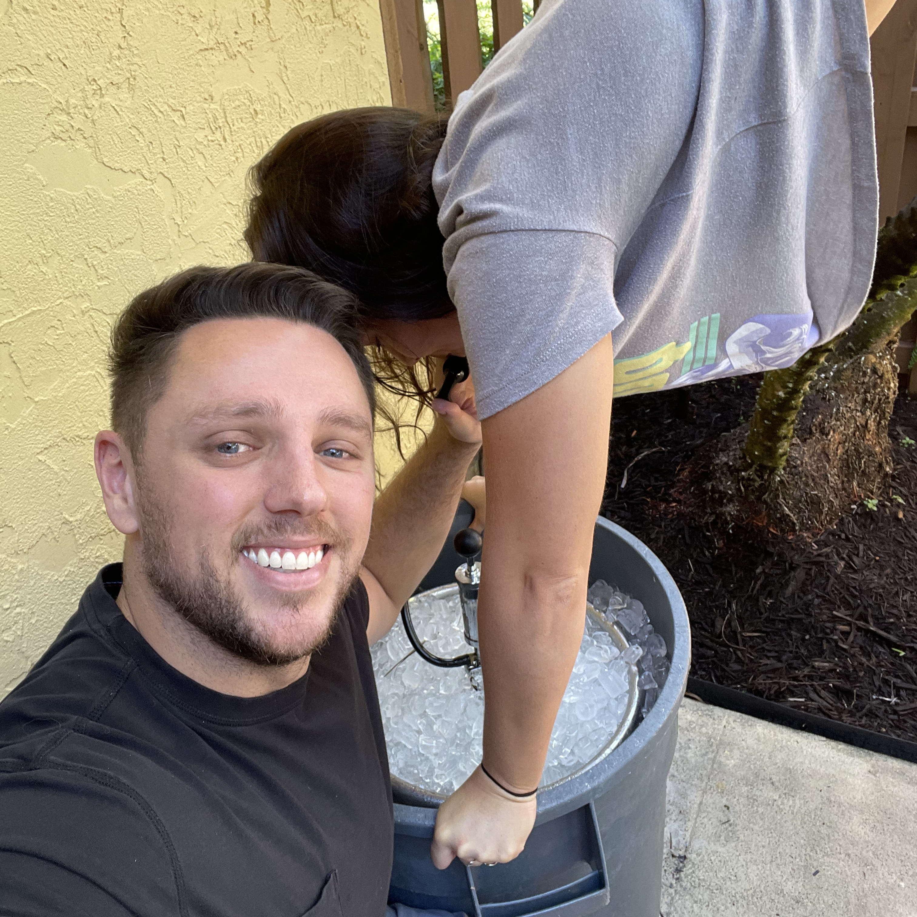 Every year since then David and Lindsay have hosted Friendsgiving together... and of course documented the mandatory keg stand with a selfie.