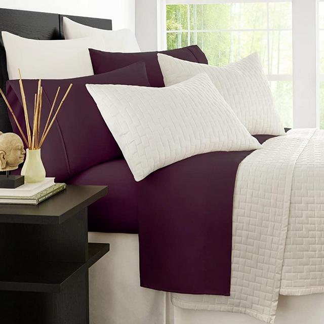 Zen Bamboo Luxury 1500 Series Bed Sheets - Eco-Friendly, Hypoallergenic and Wrinkle Resistant Rayon Derived from Bamboo - 4-Piece - Queen - Purple