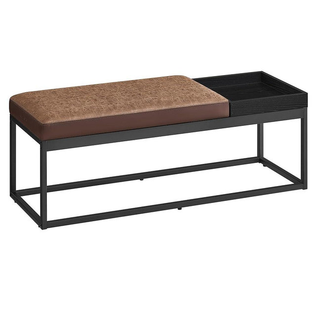 SONGMICS HOME LUIZ Collection - Ottoman Bench, End of Bed Bench, Reversible Top, Shoe Bench with Tray, Steel Frame, Max. Load 660 lb, for Bedroom, Living Room, Entryway, Walnut Brown ULOM082K01V1