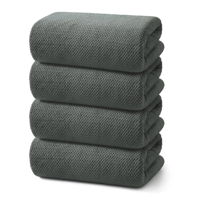 REDKISS 4 Pack Premium Bath Towels, Plush Coral Fleece Towels for Bathroom, Extra Large Bath Towels Set of 4 (35 x 70 in), Super Soft Highly Absorbent Shower Towels for Spa, Gym, Travel, Dark Gray