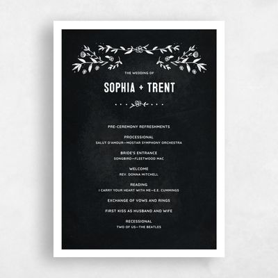 Black Standard Wedding Program - Humboldt