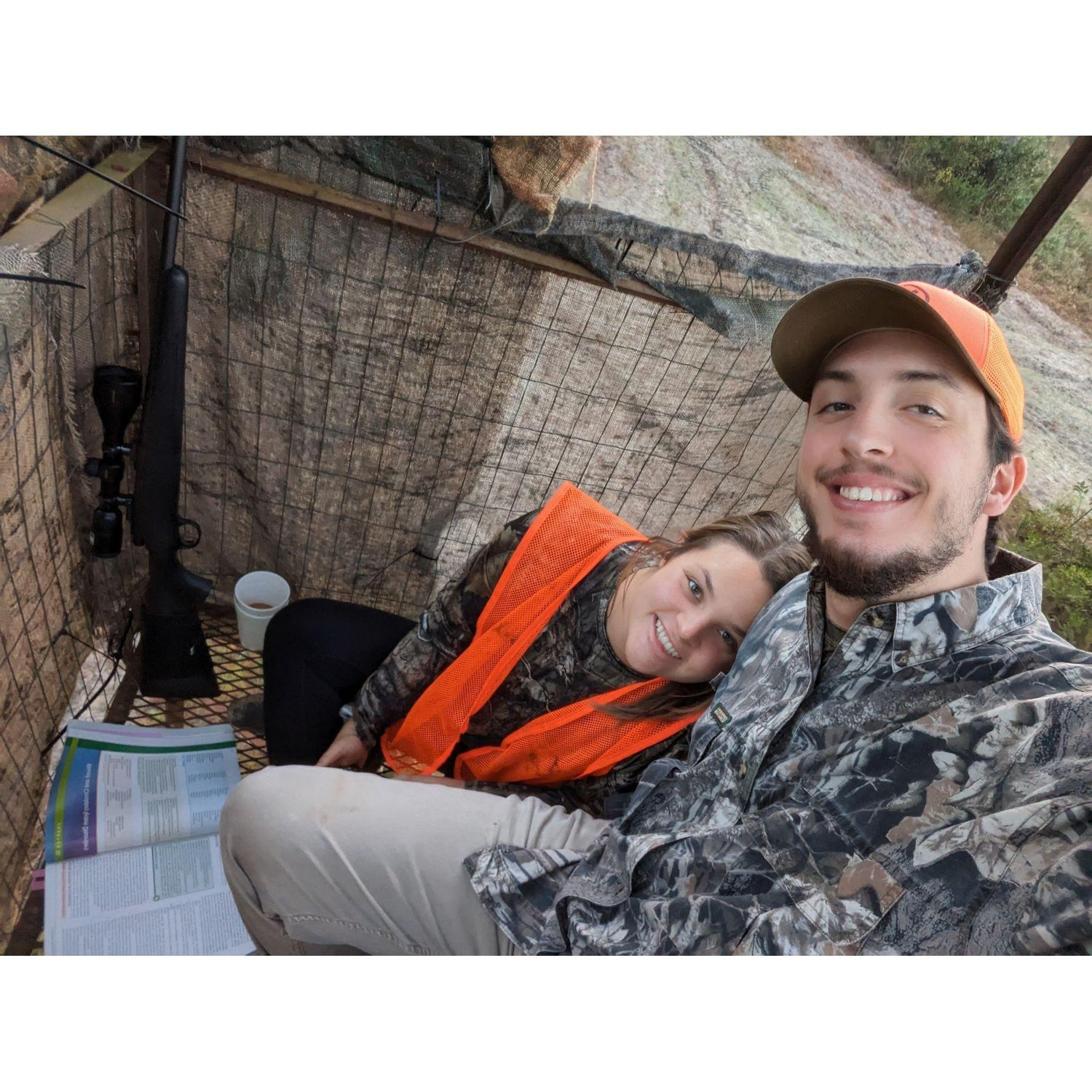 Studying while sitting in a deer stand