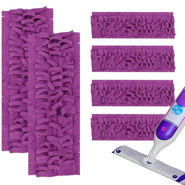 6 Pack Mop Refill Pads for PowerMop Multi-Surface and Wood Mop Pads Refill, Washable & Reusable Microfiber Spray Cleaning (Purple)