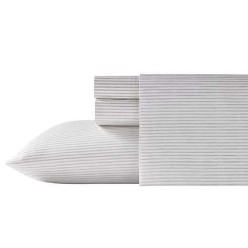 Tommy Bahama 212695 Paloma Beach Stripe Sheet Set, Cloud Grey, Queen