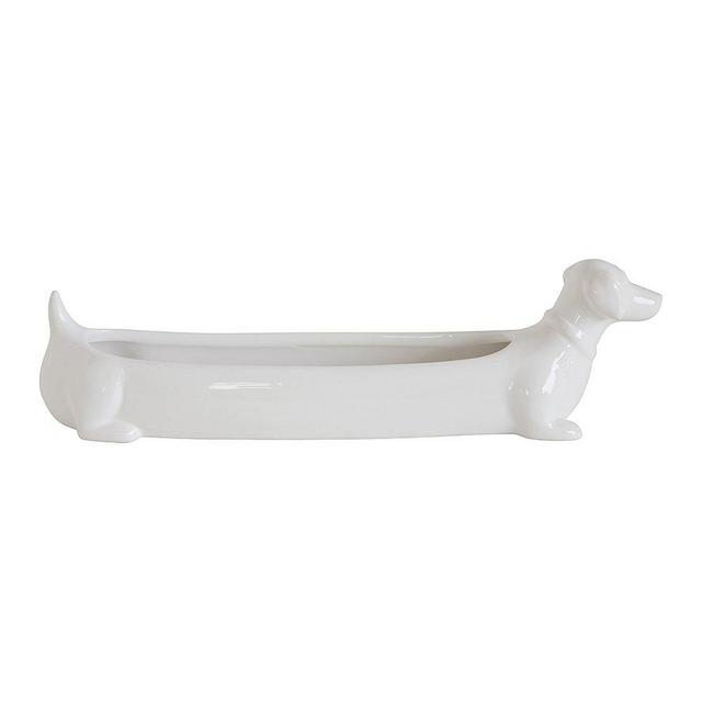 White Dachshund Ceramic Serving Dish