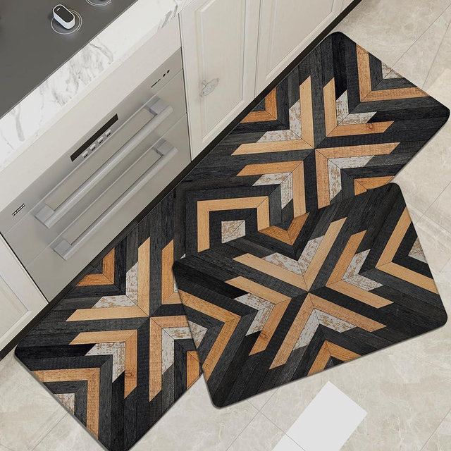 Tyrot Black Boho Aztec Kitchen Rugs Mats Set of 2 Anti Fatigue Cushioned Long Kitchen Mats for Floor Rustic Western Farmhouse Kitchen Rugs Non Slip Waterproof Comfort Standing Mat for Sink Laundry