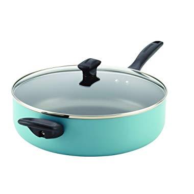 Farberware 21946 Dishwasher Safe Nonstick Jumbo Cooker/Saute Pan with Helper Handle - 6 Quart, Blue
