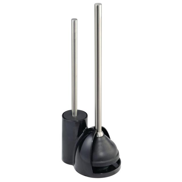 Toilet Brush, Plunger and Holder Set Black - iDESIGN