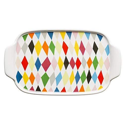 Sagaform Stoneware Multi-Coloured Check 8.5" Butter Dish - Gift Boxed