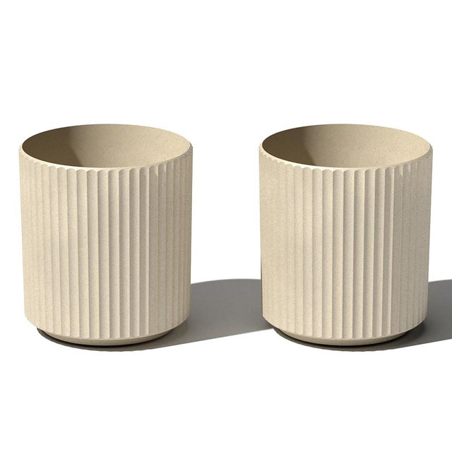 Veradek Demi Series Round Planter for Porch, Patio, Backyard | Durable Plastic-Concrete Material | Modern Décor for Tall Plants, Flowers
