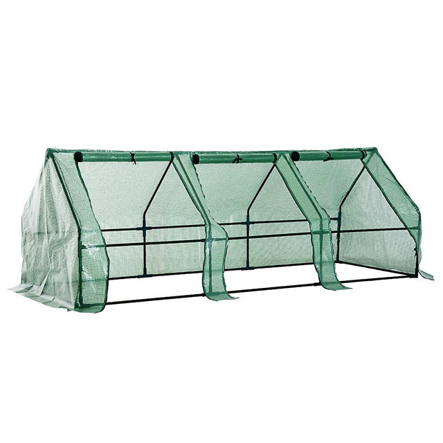 Outsunny Portable Mini Greenhouse with Large Zipper Doors, 9' L x 3' W x 3' H, Waterproof UV Protected Cover, Green