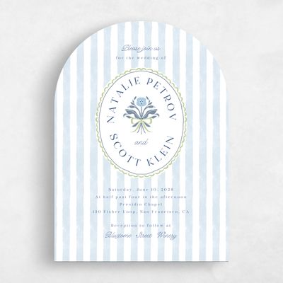 Blue Arch Wedding Invitation - Clematide Portrait