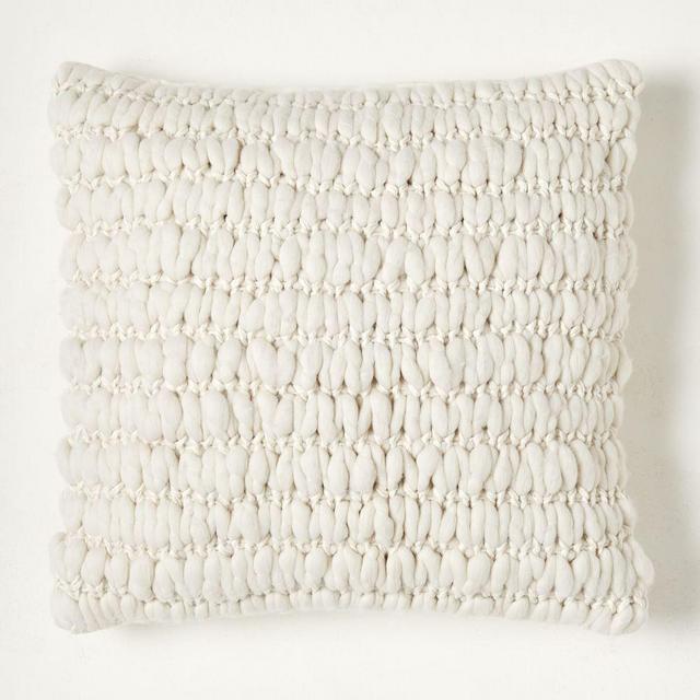 Chunky Knit Pillow Cover, 20"x20", White