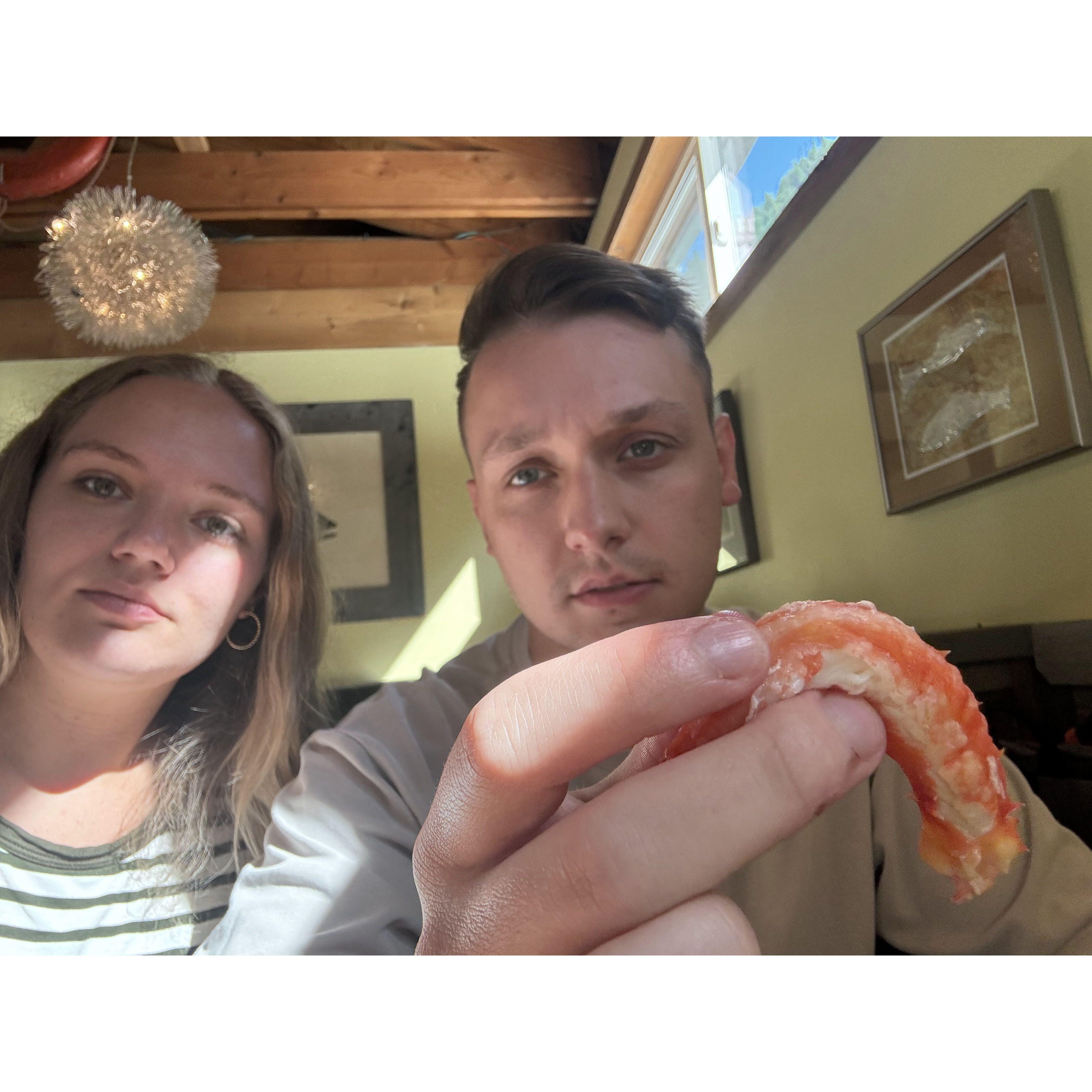 Trying our first Alaskan King crab legs