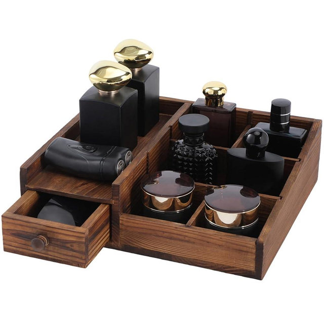 Organizer For Men,Bathroom Countertop Organizers,Perfume Organizer,Cologne Organizers,Bathroom Storage,Perfume Stand,Gifs For Men,Mens Valentines Day Gifts,Adjustable Partition(Bourbon Brown)