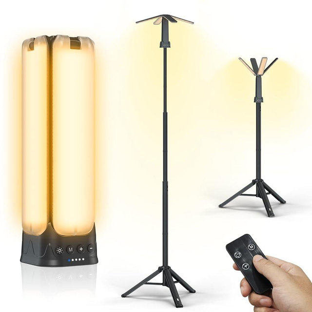 Clemas Camping Lights with Remote & Stand 6 Ft,14000 mAh Rechargeable Camping Lantern Tent Light, 6000 Lumen Magnetic Work Light,Portable Outdoor Light for Hiking,Camping,Emergency,Power Outages