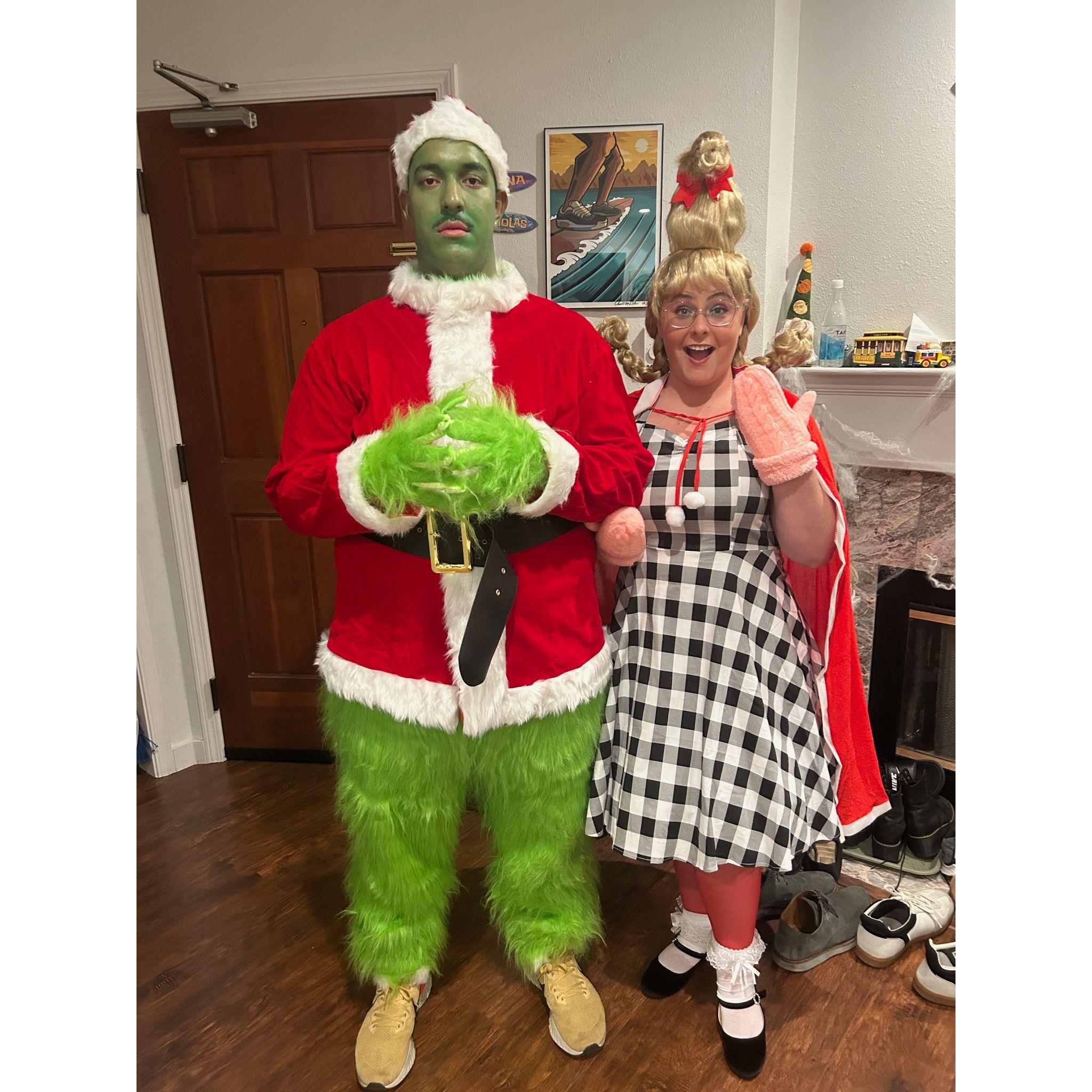 Celebrating Another Halloween Nick as the Grinch and Jenna as Cindy Lou Who from how the Grinch Stole Christmas
