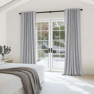 Ailey 100% Blackout Linen Textured Curtains Solid Thermal Insulated Drapes for Bedroom Living Room (50" Wide, 2 Panels Set) - Gray, 50" W x 102" L