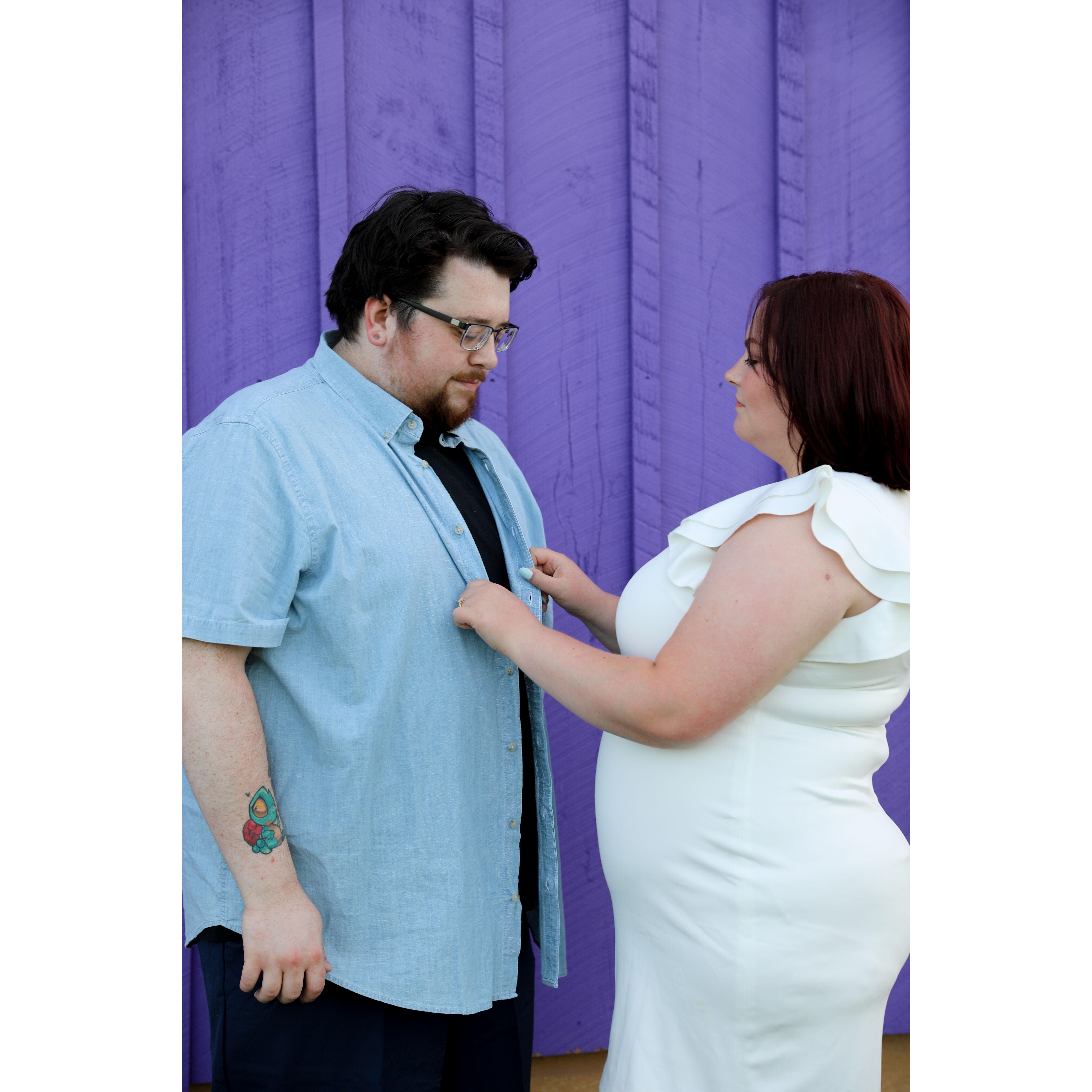 Engagement photoshoot at Sunset Ridge Lavender Farms. Photographer was Bloom Photography, LLC