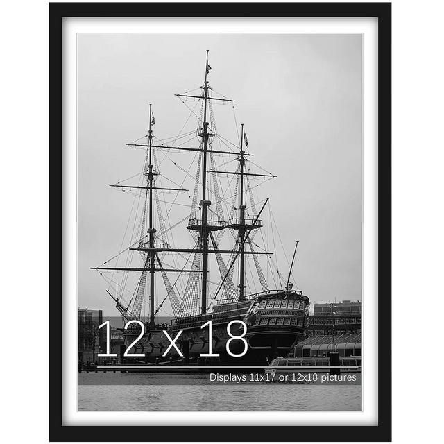 PEALSN 12x18 Picture Frame, Display Pictures 11 x 17 with Mat or 12 x 18 Without Mat for Wall Mounting Display, Photo Frames, Black.