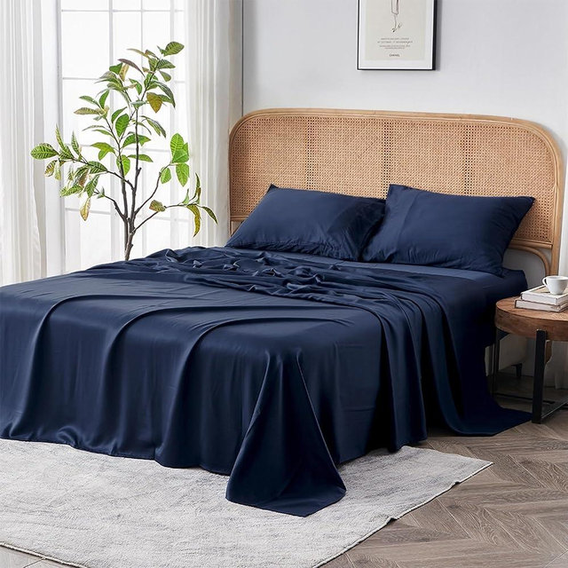 Sijo AiryWeight Tencel Sheet Set, 100% Lyocell Derived from Eucalyptus, Buttery Soft, Architectural Digest 2022 Best Cooling Sheets Winner - 3pc - 2 Pillowcases 1 Fitted (Sapphire, King)