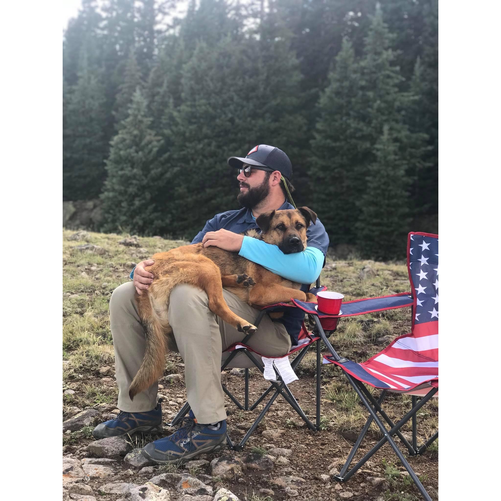 Camping at Boulder Mountain, Boomer and his dad