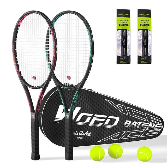 Pro Tennis Racket for Adults, 2 Player 27 inch Speed Tennis Racquet Acceptable for Beginner and Professional with 3 Tennis Balls, 2 Vibration Dampes, 2 Overgrips, Tennis Bag