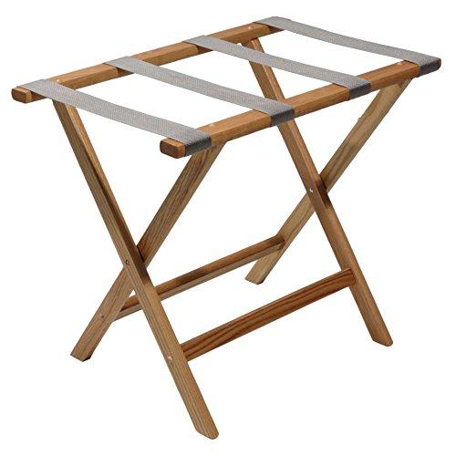 Wooden Mallet, Light Oak, Grey Straps Deluxe Luggage Rack, 20" H x 23.75" W x 15.5" D