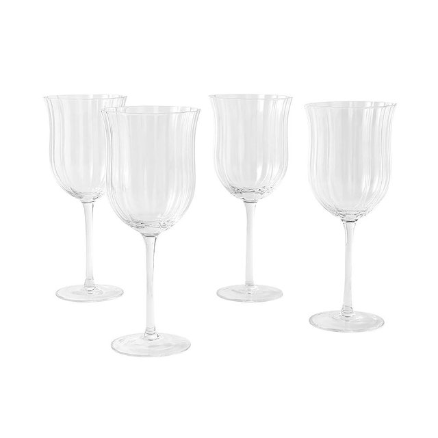 CNEIESD 15-Ounce Scalloped Red Wine Glasses – Clear Glass Set of 4