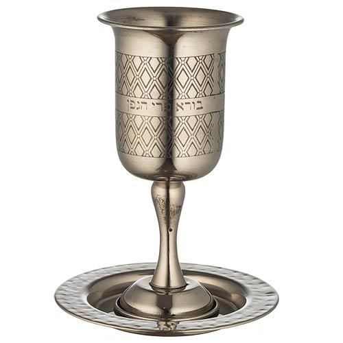 Diamond Pattern Stainless Steel Kiddush Cup