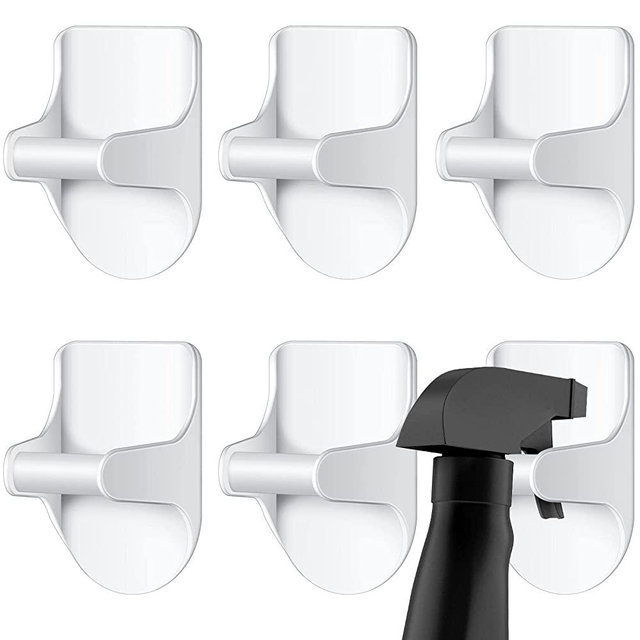 8 Pack Spray Bottle Holder Spray Bottle Rack Organizer Wall Mount Adhesive Spray Bottle Hook Spray Bottle Rack Organizer Hanger Spray Bottle Wall Holder for Home Kitchen