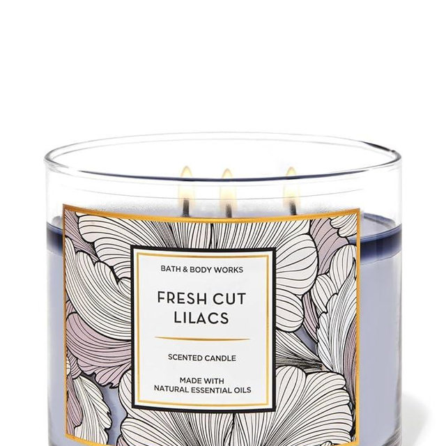 White Barn Bath & Body Works 3-Wick Scented Candle in Fresh Cut Lilacs (2021), Purple