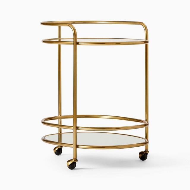 Albee Bar Cart, Antique Brass