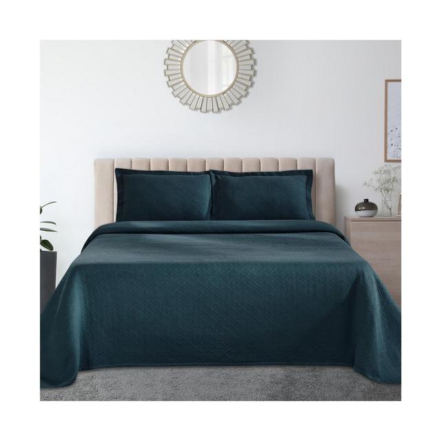 Superior 100% Cotton Basketweave Matelasse All-Season 3-piece Coverlet Set, Queen