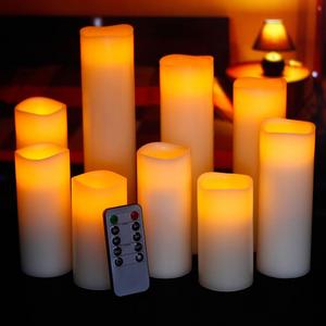 Ry-king 4" 5" 6" 7" 8" 9" Pillar Flickering Flameless LED Candles with 10-key Remote Timer, Set of 9