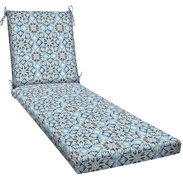 Honeycomb Outdoor Beryl Pacific Blue Chaise Lounge Cushion: Recycled Fiberfill, Weather Resistant, Reversible, Comfortable and Stylish Patio Cushion: 22.5" W x 70" L x 3.5” T
