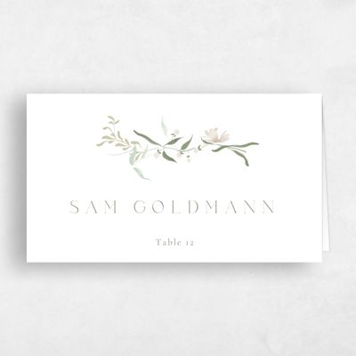 White Wedding Place Card - Tansy