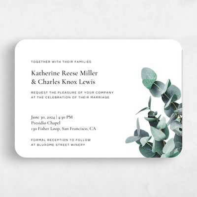 White Rounded Wedding Invitation - Galata Classic