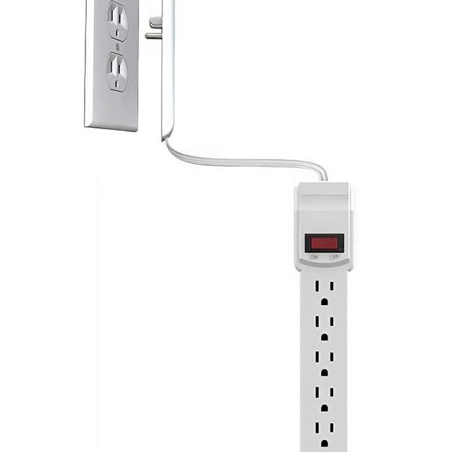 Sleek Socket Ultra-Thin Electrical Outlet Cover with Surge Protector 6 Outlet Power Strip and Cord Management Kit, 6-Foot, Universal Size