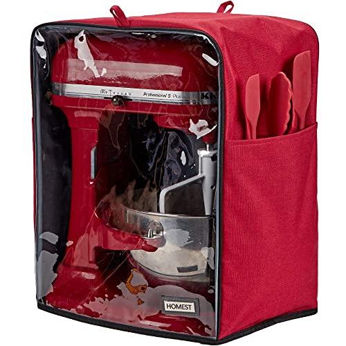 HOMEST Visible Stand Mixer Dust Cover with Pockets Compatible with KitchenAid Bowl Lift 5-8 Quart, Empire Red (Patent Pending)