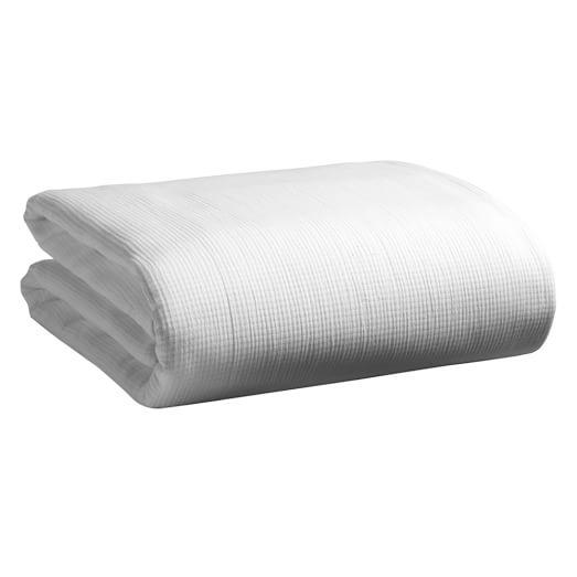West Elm Organic Plisse Blanket, Full/Queen, White