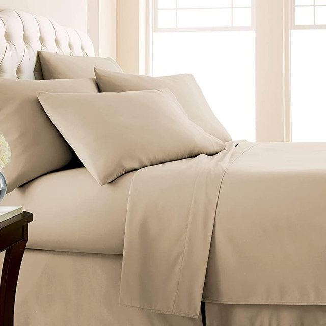Southshore Fine Living, Inc. Extra Deep Pocket Queen Sheet Set, 6-Piece, 21 Inch Deep Pocket Sheets, Machine Washable Premium Quality, Breathable, bedsheet, Easy Care, Soft Sand Red Queen bedsheets