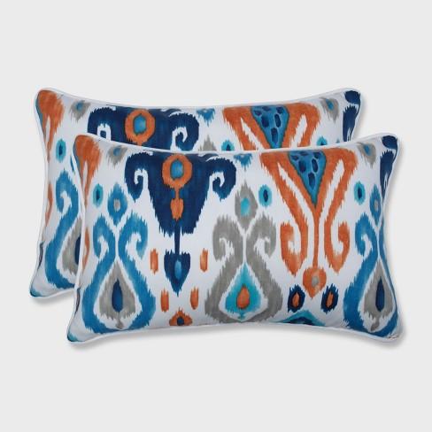 2pk Paso Rectangular Outdoor Throw Pillow Azure - Pillow Perfect